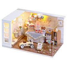Diy miniature dollhouse furniture kits for sale. Amazon Com Pwtao Diy Miniature Dollhouse Furniture Kit 3d Wooden Mini Doll House Accessories Plus Dust Proof 1 24 Scale Creative Room Birthday Party Toys Games