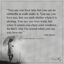 You say you love rain, but you use an umbrella to walk under it. You Say You Love Rain