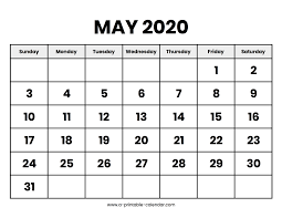Use reference calendars ample writing space and lined sections on high quality white paper. May 2020 Calendar Printable