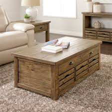 Coffee table with two wooden storage bins included; Lift Top Table Storage Drawers 3 Removable Wood Crates For Maximum Storage Options Easy Coffee Table Living Room Furniture Tables Natural Wood Coffee Table