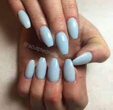 Pale Blue Gel Nails Coffin Tip Ballerina Points Sky Blue Blue Gel Nails Gel Nails Blue Nails