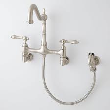 Install it by yourself if you do not want to. Signature Hardware 394348 Brushed Nickel Felicity Wall Mount Kitchen Faucet With Side Spray Faucet Com