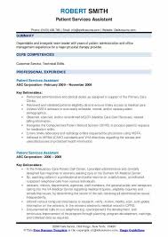 patient services assistant resume