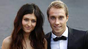 Christian eriksen is stretchered from the pitch with his eyes open after collapsing earlier. Christian Eriksen And Sabrina Kvist Jensen