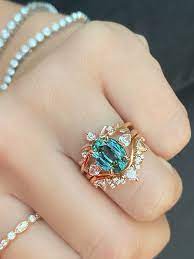 Unique Nature Inspired With Gemstone Center Stone Gemstone Engagement Ring Sets Stacked Engagement Ring Cute Engagement Rings