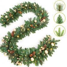 Amazonsmile Lifefair 9 Foot By 12 Inch Christmas Garland With 50 Clear Lights 340 Branch Christmas Garland Outdoor Christmas Garland Holiday Decor Christmas