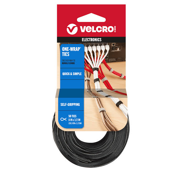 Pack of black VELCRO Brand ONE-WRAP reusable cable ties