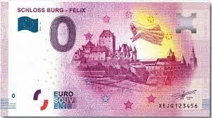 Zunächst nur als souvenir des zoo duisburgs wurden die scheine nach und nach auch für weitere sehenswürdigkeiten in deutschland hergestellt. Schloss Burg Mit Zehntem 0 Euro Schein