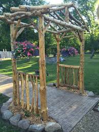 Log Arbor Rustic Yard Art Decksandpergolas Pergola Archway Garten Vorgarten Landschaftsbau
