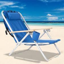 Powder Coat Finish Weather Resistant Sturdy Steel Frame 600 D Blue Polyester Fabric Removable A Backpack Beach Chair Beach Chairs Portable Folding Beach Chair