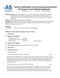 AS Finance Council Meeting Minutes