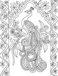 Sublime peacock on abstract background, drawn with different thickness lines. Abstract Peacock Coloring Pages For Adults Coloring4free Coloring4free Com