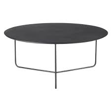 • a natural beauty, this marble top coffee table is made from genuine grey and white italian carrara stone paired with a solid wood frame. Round Coffee Table In Charcoal Grey Metal Siyah Maisons Du Monde