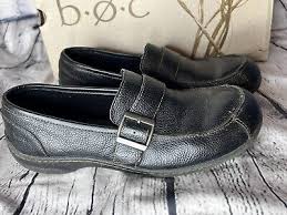 Born Concept BOC Womens SZ 8 1/2 Jami Black Suede Leather Buckle Strap  Loafers