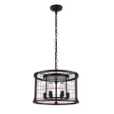 Cwi Lighting Fetto 6 Light Black Chandelier Drum Pendant Lighting Chandelier Lighting Black Chandelier