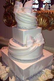 Square And Round Wedding Cake With Bling Sparkly Wedding Cakes Pretty Wedding Cakes Wedding Cake Table