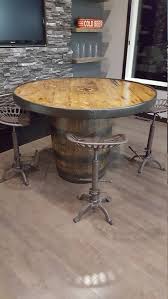 Winnipeg Jets Whiskey Barrel Pub Table By Pubnbarrel On Etsy Wine Barrel Table Barrel Table Barrel Furniture