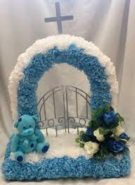 Avas flowers has blue flower blue flower arrangements are a good choice for nearly anyone, regardless of their gender or age. Gates Of Heaven Artificial Silk Funeral Flower Tribute Bear Two Colour Baby Son Ebay