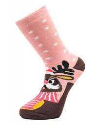 Sara Kadin Pamuklu Yilbasi Corabi Yilbasi Corabi Pembe Atkili Geyikli Fashion Socks