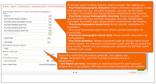 pop facts demographics report define the report sections