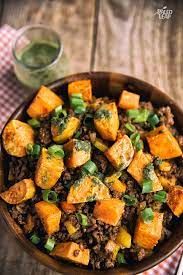 Sweet Potato And Ground Beef Bowl Paleo Leap Recipe Paleo Ground Beef Ground Beef And Potatoes Sweet Potato Recipes
