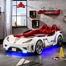 This is a really fun and creative car inspired bed which will surely bring a cool and a boyish note in the kid's bedroom. Cilek Champion Gts Coupe Italia Twin Car Bed Bed Frame Color White Twin Car Bed Kids Car Bed Race Car Bed