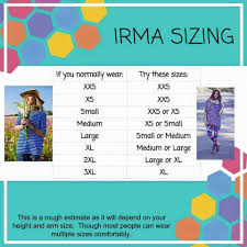 Xl Irma Size Chart Www Bedowntowndaytona Com