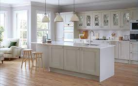 Chic kitchen features extra light gray cabinets paired with black. Madison Painted Light Grey Kitchen Stori