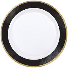 Black And Gold Plastic Plates Gold Black Border Premium Plastic Dinner Plates 10ct Gold Plastic Plates Plates Dinner Plates