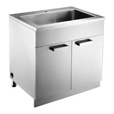 Stainless Steel Sink Base Cabinet W Built In Garbage Can Dawn Ssc3036 In 2020 Vanity Base Stainless Steel Cabinets Stainless Steel Sinks