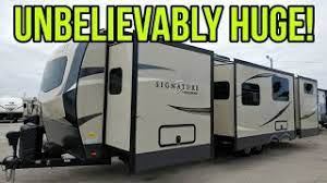 The camper trailers with king size beds we review in this video are: Massive 4 Slide Travel Trailer Rv Too Big Rockwood Signature 8327sb Youtube