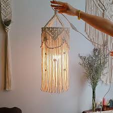 Use a minimalist approach when it comes to combining elements and allow patterned décor to add a pop of color. Single Bulb Pendant Lamp Bohemian Style Handmade Fringe Rope Hanging Ceiling Light In White Beautifulhalo Com