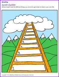 Jacob's ladder to heaven, replete with angels ascending and descending, is shown in this printable bible coloring page. Jacob S Ladder Activity Kids Korner Biblewise