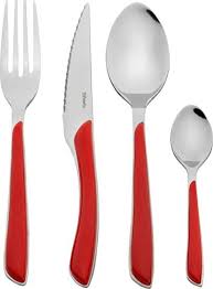 Amefa Eclat 24 Piece Cutlery Set Red Cutlery Set Flatware Set Black Flatware