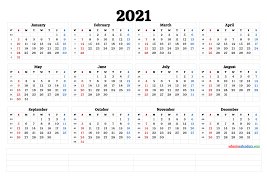 Download or customize these free printable monthly calendar templates for the year 2021 with us holidays. 2021 Free Printable Yearly Calendar With Week Numbers Calendarex Com