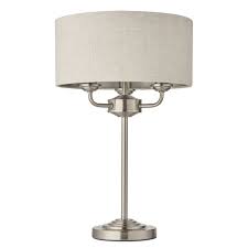 The third generation of the daylight slimline is ideal for seeing intricate work clearly and in detail. Endon Highclere Traditional 3 Light Table Lamp In Brushed Chrome With Natural Shade 94369 Lighting From The Home Lighting Centre Uk