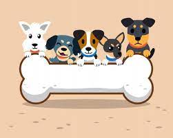 Cartoon Dogs And Big Bone Sign Vector Premium Download Cartoon Dog Dog Background Pet Logo Design