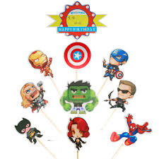 This avengers themed birthday party is fit for the ultimate superhero! Baby Shower Happy Birthday Party Avengers Cartoon Theme Spiderman Batman Hulk Decoration Cupcake Cake Toppers With Sticks 1set Buy At The Price Of 1 70 In Aliexpress Com Imall Com