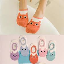 5 Pair Cat No Show Socks Meias Coloridas Animais Feitos De Meias Chinelos Baratos