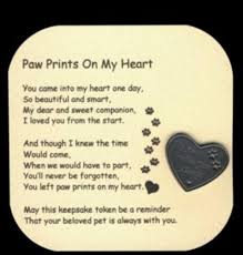 Paw Prints On My Heart Poem Pocket Token Pet Sympathy Gift Etsy Pet Sympathy Gifts Pet Sympathy Pet Poems