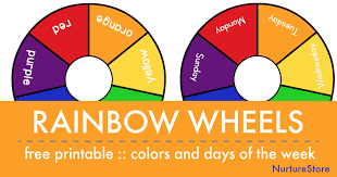 Our free coloring pages for adults and kids, range from star wars to mickey mouse. Printable Rainbow Days Of The Week And Color Wheels Nurturestore