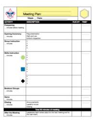 Click here to open the table above in a printable pdf in black & white. Meeting Plans Ideas Safety Troop Leader Resources