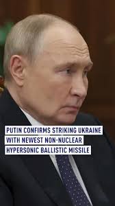 Vladimir Putin says Russia fired experimental ballistic missile into  Ukraine. Putin says missile was in reply to Kiev’s strikes in Russia with  western missiles. #Russia #Ukraine
