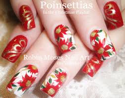 Nail Art Tutorial Diy Red Christmas Flower Nail Design Diy Christmas Nail Art Christmas Nail Art Designs Red Nail Art Designs