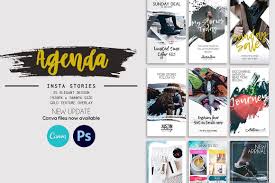 Stories Agenda Instagram Template Story Bundle Business Card Logo
