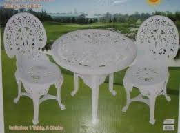 3 Piece Victorian Bistro Set 99 00 Includes 1 Table 2 Chairs Weather Resistant White Color Easy To Cle Bistro Patio Set Patio Dining Set Patio Decor