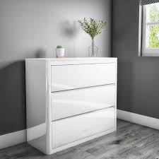 The gloss 3 drawer bedside looks great with the gloss king size bed but will work equally well with other beds. White High Gloss 3 Drawer Chest Of Drawers White Gloss Bedroom Furniture White Chest Of Drawers White Bedroom Furniture