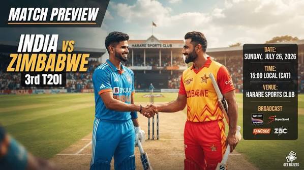India vs Zimbabwe 3rd T20 2026: Schedule, Kickoff Time, Venues, TV Channel, Tickets & Prediction! Get everything you need to know about the 3rd T20I between India and Zimbabwe in 2026. Discover