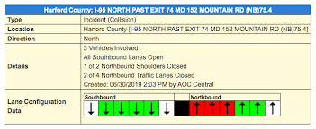 I 95 Crash Clears Near Mountain Road Exit Mdsha Bel Air