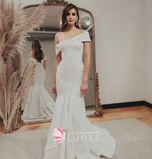 Asymmetrical Off Shoulder Ivory Mermaid Wedding Gown Wedding Dress Necklines Asymmetrical Wedding Dress Short Sleeve Wedding Dress
